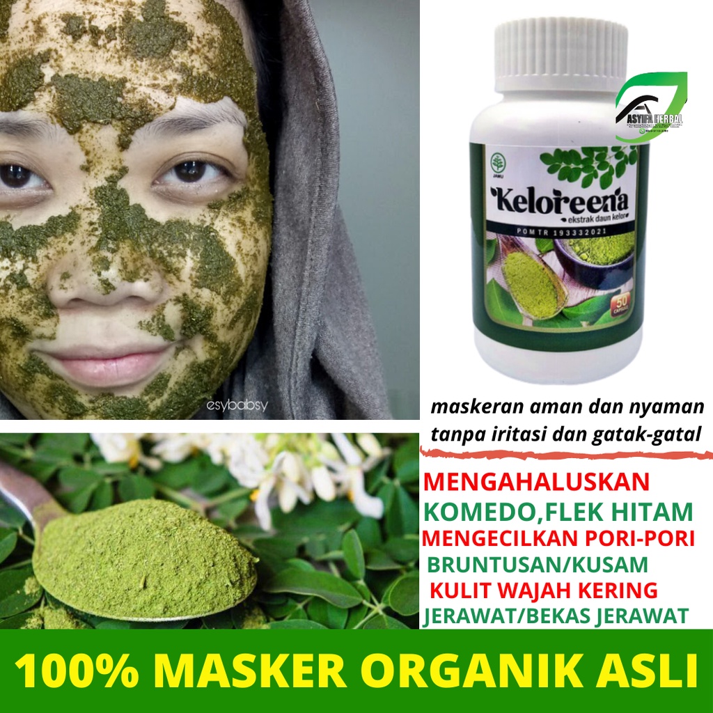 Masker Wajah Daun Kelor - Masker Organik Daun Kelor - Serbuk Daun Kelor, Masker Kapsul Daun Kelor, K