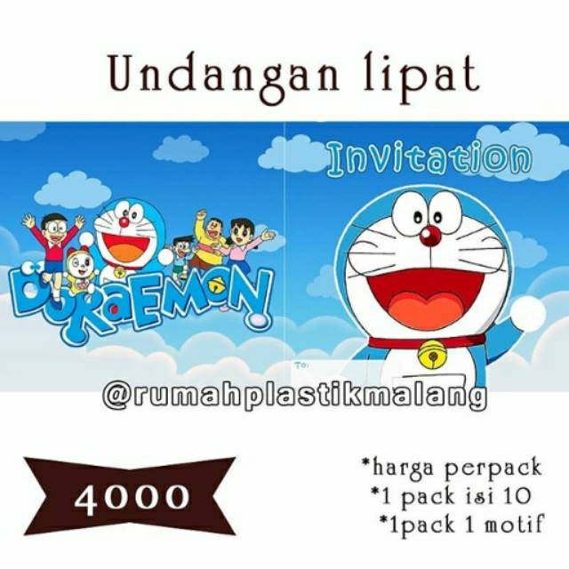 Undangan Lipat Ulang Tahun Happy Birthday Anak Doraemon Nobita Sizuka Giant Suneo