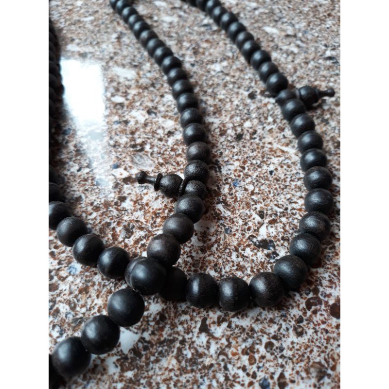 tasbih KAYU BERTUAH BERKUALITAS  hitam galih kelor serat besi size 8,5 mm super CLW