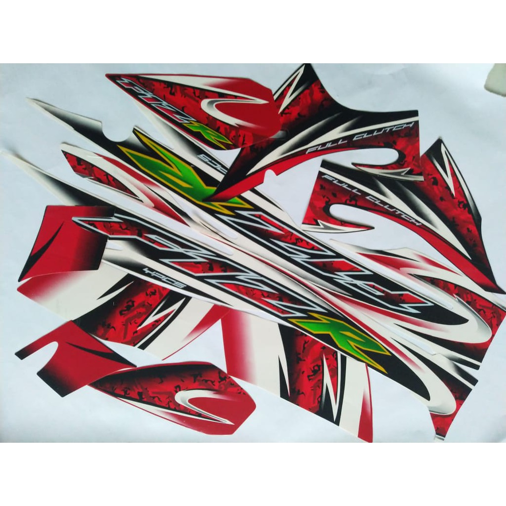 stiker striping motor yamaha fizR 2005 putih merah