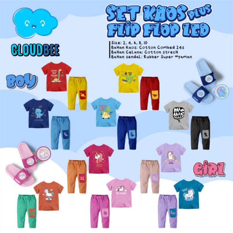 SET KAOS + FLIP FLOP LED CLOUDBEE
