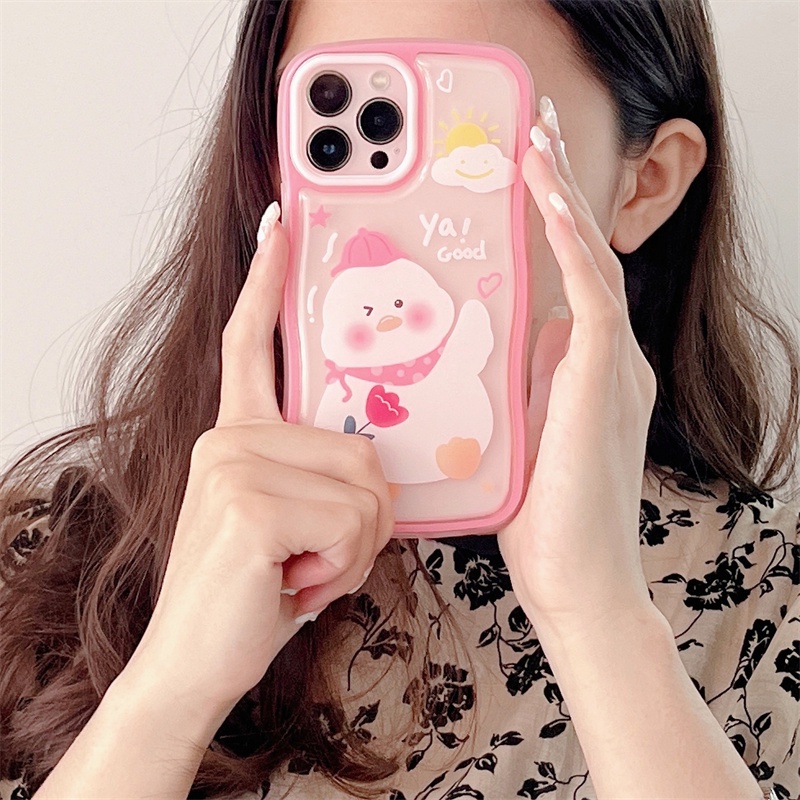 Casing Silikon tpu Iphone 11 12 13PROMAX X XS XR XSMAX 6 / 7 / 8 + shockproof Motif Bebek Beruang pink