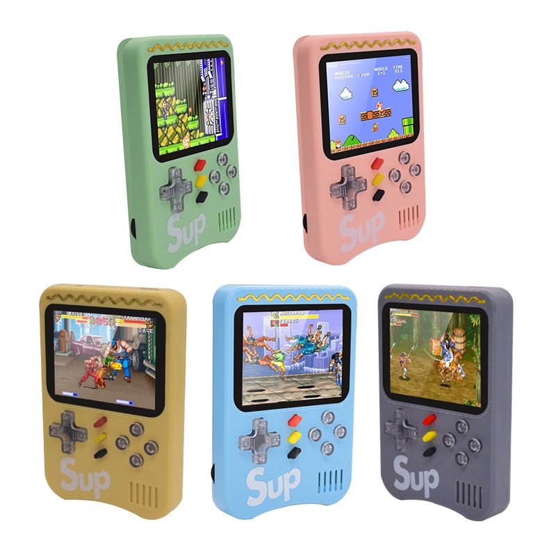 Konsol game genggam 2,4 inci 500 game nostalgia klasik pertempuran ganda multi-warna