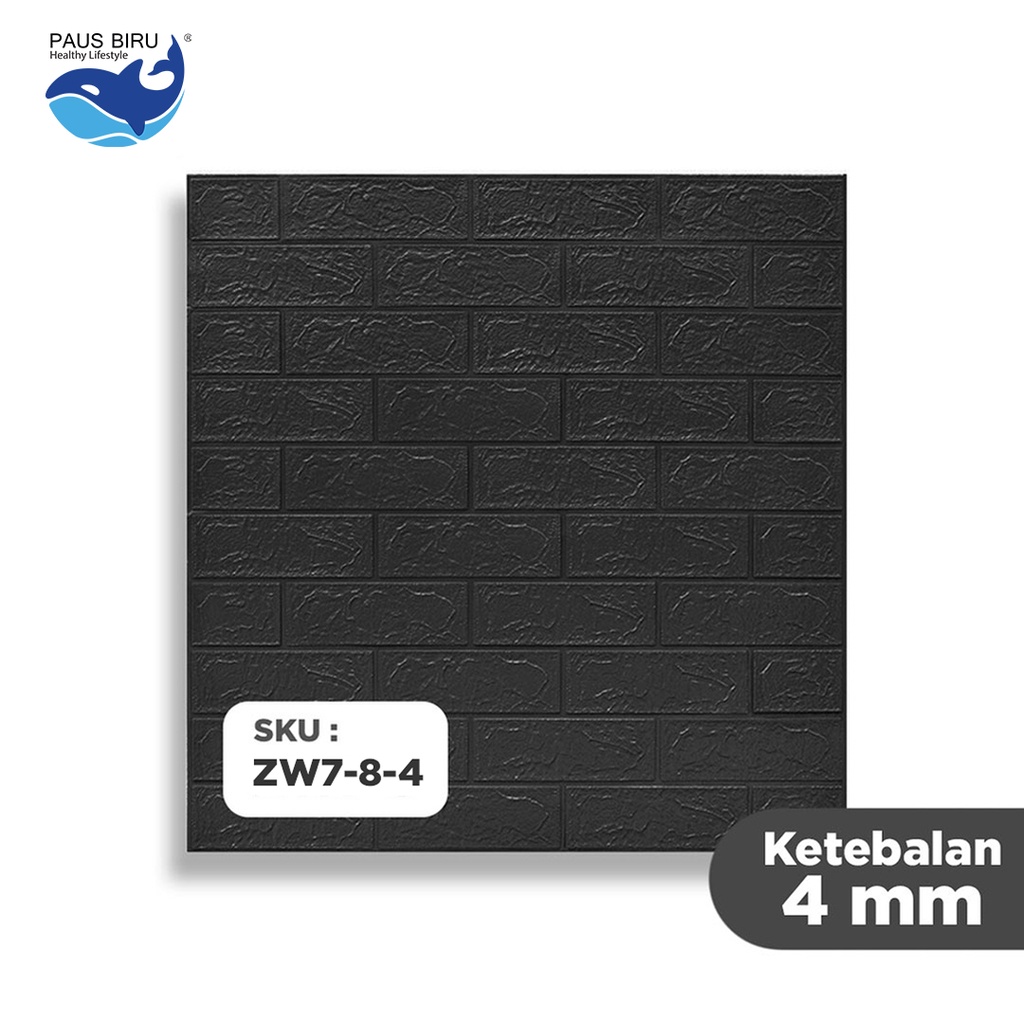 Wallpaper Dinding 3D bata / wallpaper 3D Foam 77x70cm Tebal 4mm High Quality | 4 mm Wallfoam | Bata-HITAM 4MM