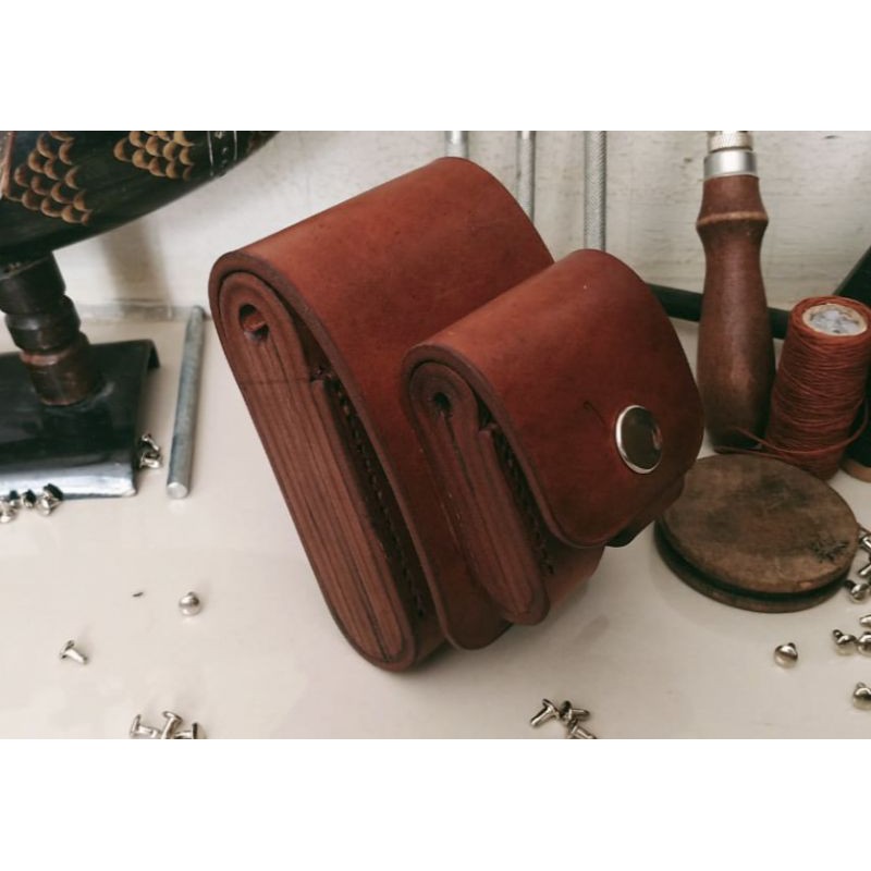 Tempat Rokok Kulit Asli dan tempat Korek Zippo Kulit Asli Jahit Tangan