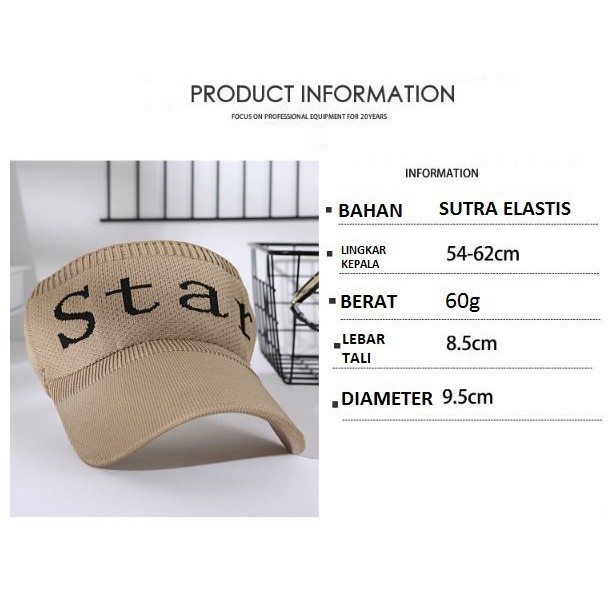 T&amp;Y  Topi Golf Tennis Rajut Katun Elastis Import Letter STAR AND SPORT Sun Visor Hat Topi Olahraga#Bisa COD