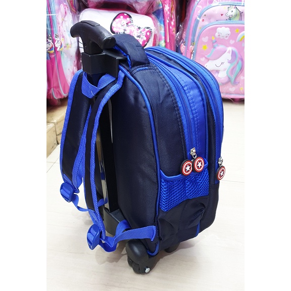 PROMO Tas Sekolah Trolley Roda Dorong Anak TK Gambar SuperHerro Body 3D TIMBUL Import