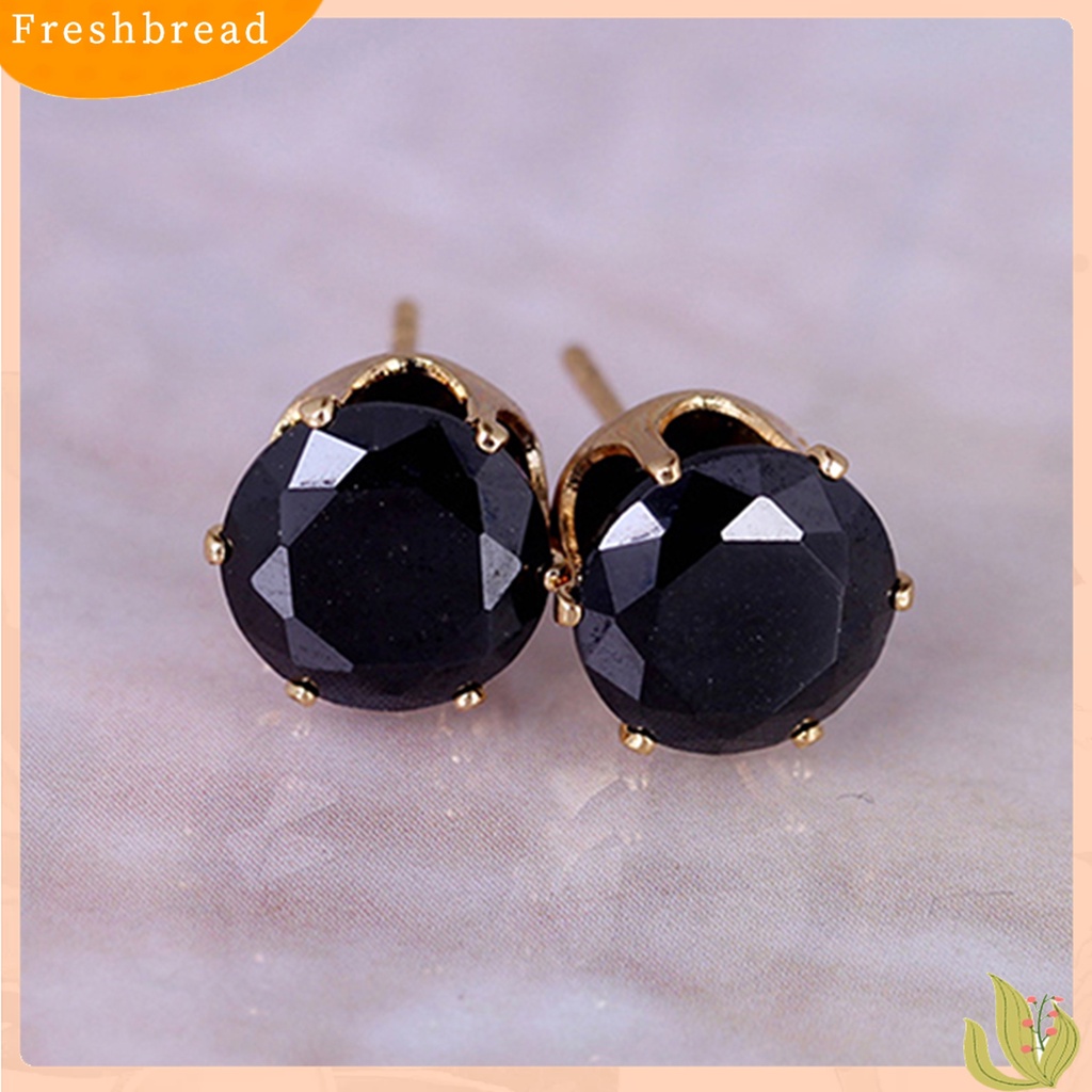 Fresh| Anting Stud Cubic Zirconia Bentuk Bulat Untuk Kencan