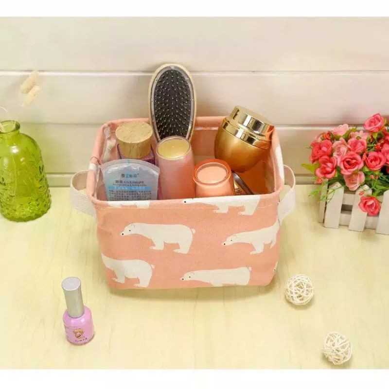 storage lipat keranjang segi tempat penyimpanan basket storage bear flamingo motif