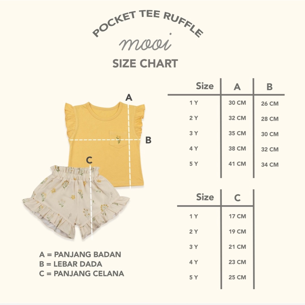 Mooi 1-5 Tahun Setelan Anak Perempuan Pocket Tee Ruffle Set CBKS