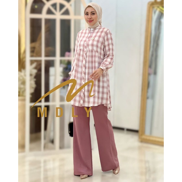 Gamis Dress Stelan Wanita Terbaru Special Ungu dan Kuning  Helua Set By Mdly