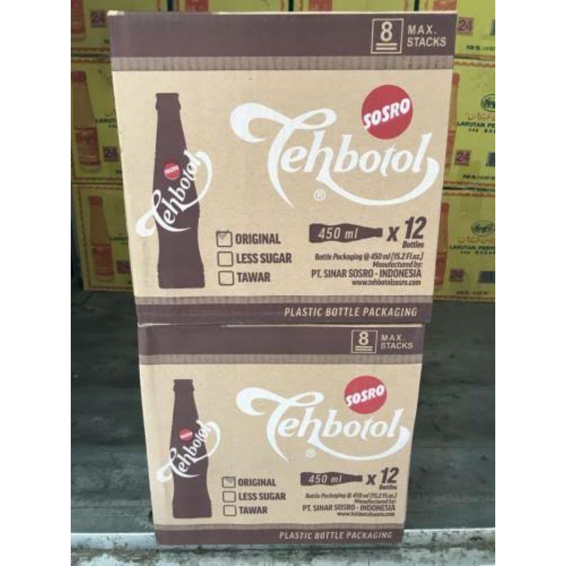 

teh botol sosro 450ml pet per dus isi 12