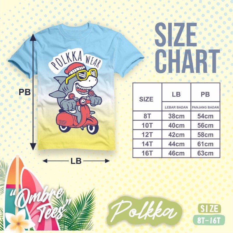 Kaos Tshirt Anak Laki Laki Ombre set Polkka Junior 8-16T