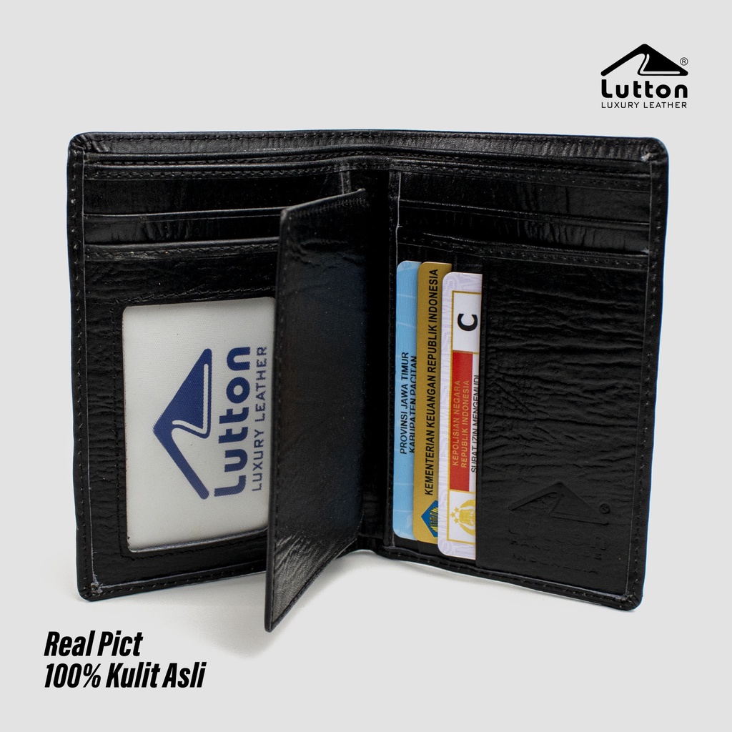 LUTTON - dompet kulit untuk pria - DOMPET KULIT SAPI ASLI 3/4 PULL UP &amp; KULIT KAYU