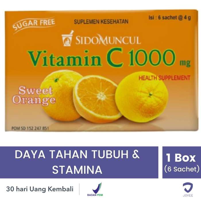 SIDO MUNCUL VITAMIN C 1000 - DAYA TAHAN TUBUH & STAMINA - 6 SACHET-Jeruk
