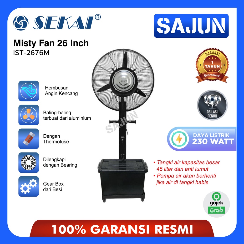 Sekai Kipas Angin Uap / Kabut 26 Inch IST-2676M Misty Fan IST2676M Tangki 45 L