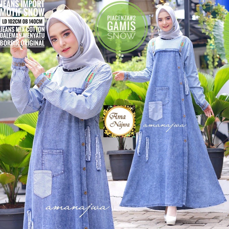 TERBARU • Gamis Piacenza denim • Gamis denim jumbo • maxy jeans wanita • gamis jeans