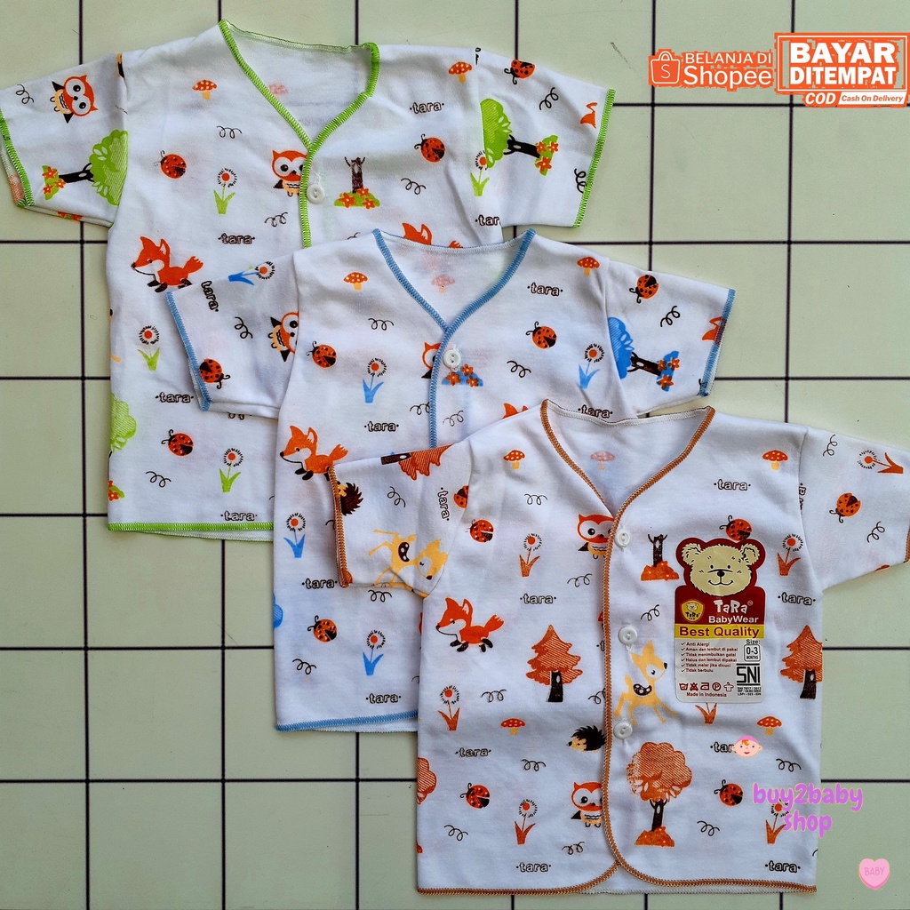 Baju bayi Piyama pendek Tara Animal &amp; Fruit Series 0-3 Bulan 3 PCS