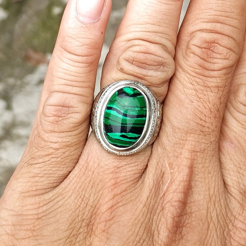 CINCIN BATU AKIK GREEN MALACHITE KANTORAN