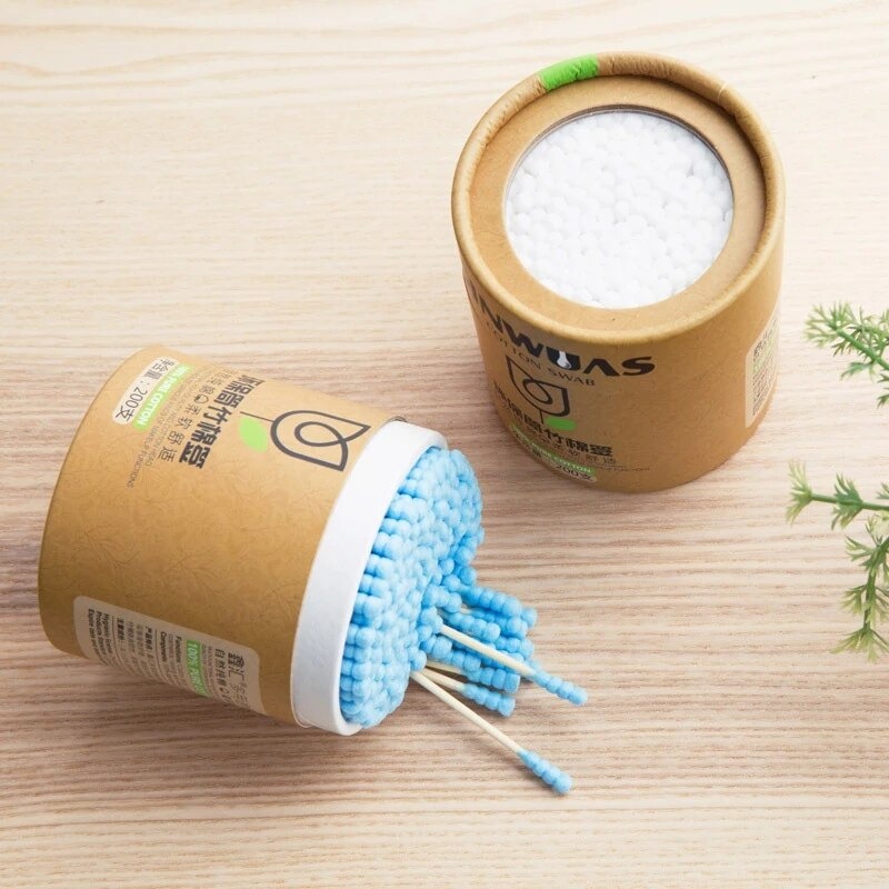 Korek Kuping Lembut Dewasa Bayi Cotton Buds Bambu Pembersih Telinga Korek Kuping 200 PCS