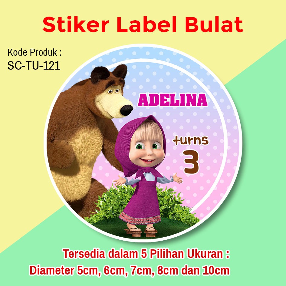 

STIKER LABEL ULANG TAHUN ANAK STICKER BOX TUMPENG MINI MASHA AND BEAR