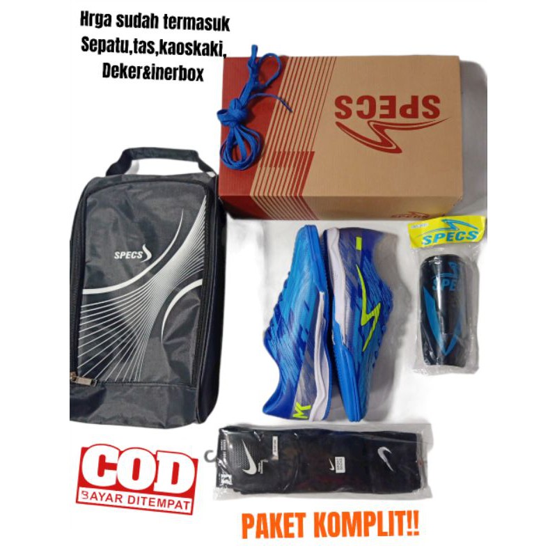 PAKET KUMPLIT SEPATU FUTSAL SPECS TERBARU MURAH(BISA COD)