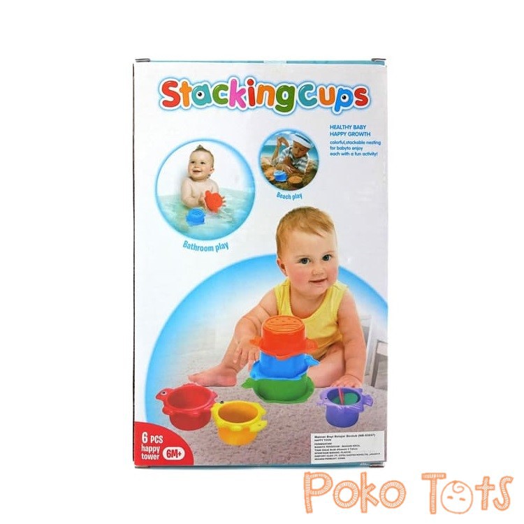 Happy Toon Stacking Cups Baby Bath Toy Educational Toys for Children Mainan Mandi Bayi Anak