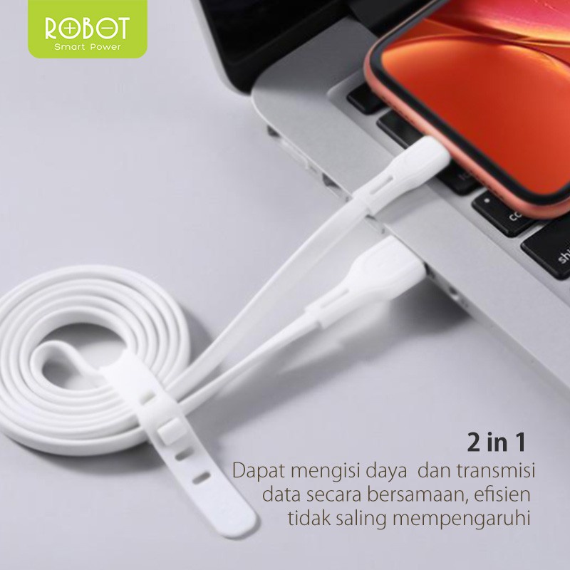 ROBOT Kabel Data USB LIGHTNING RDL100S COMPATIBLE BUAT HP iPhone iPad 1M Data Cable - Garansi