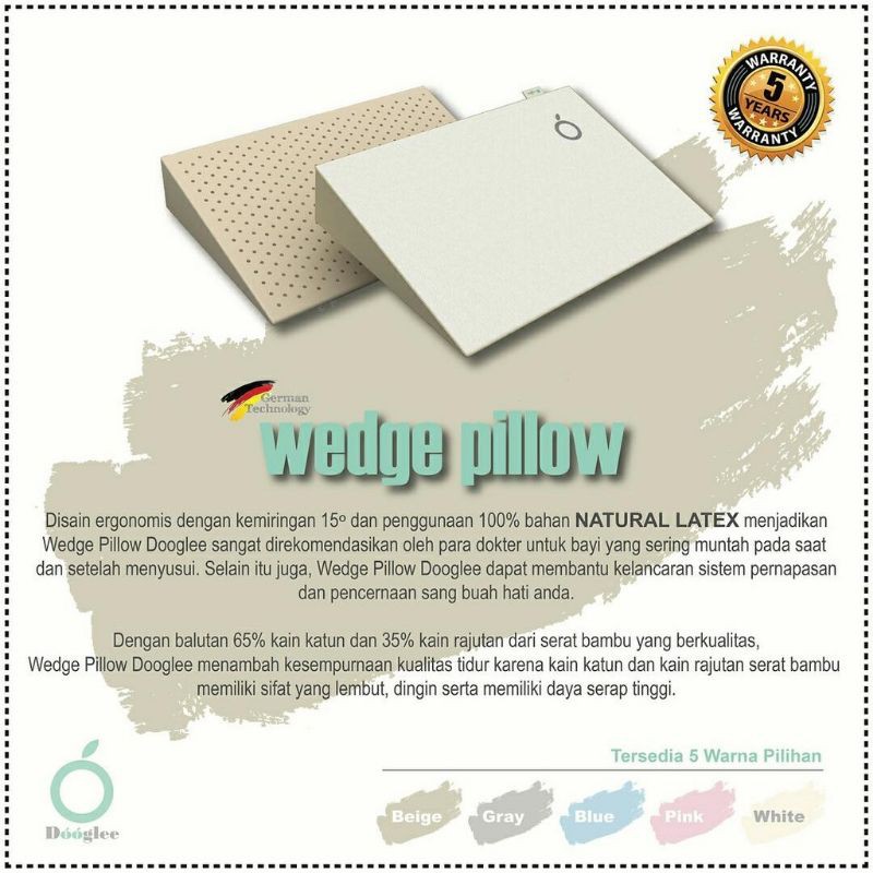 DOOGLEE Wedge Pillow with case BABYBEE Sloped Pillow PLUS