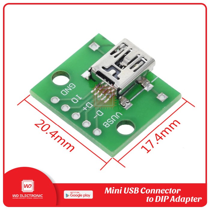 MINI USB TO DIP ADAPTER CONVERTER FOR 2.54MM PCB