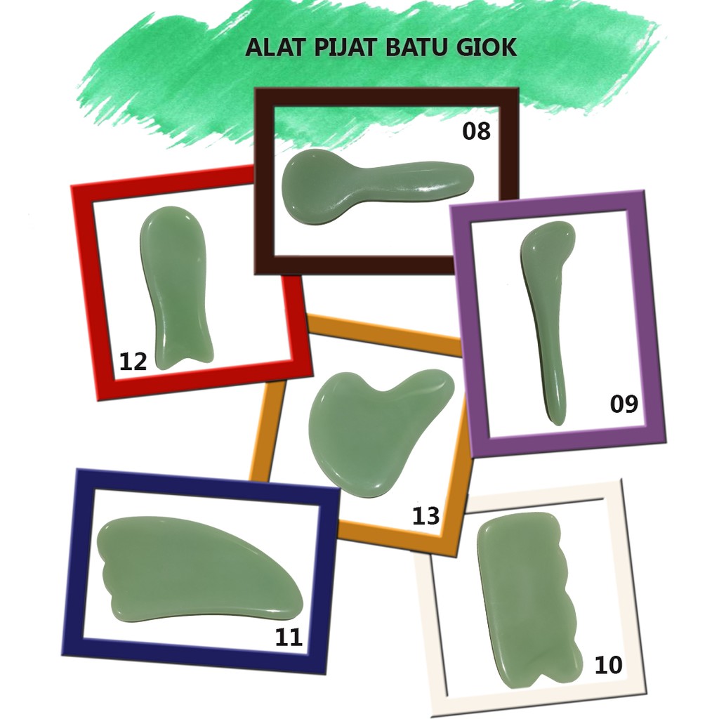 Alat Pijat Wajah Batu Jade Giok | Gua Sha | Massager Tool Natural Facial Jade