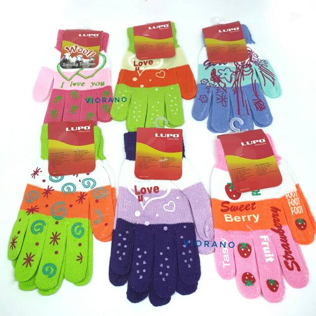 Sarung Tangan Wanita Rajut Motif Full Warna Anti Virus Bakteri Hand Gloves Motor Cewek Dewasa Salur