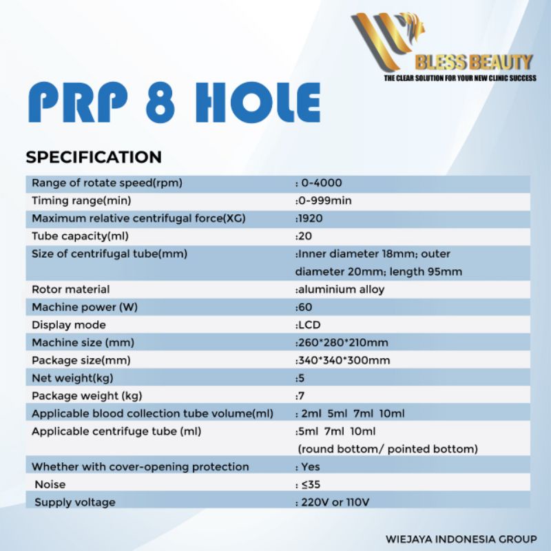 PRP 8 HOLES DIGITAL 4000 RPM CENTRIFUGE