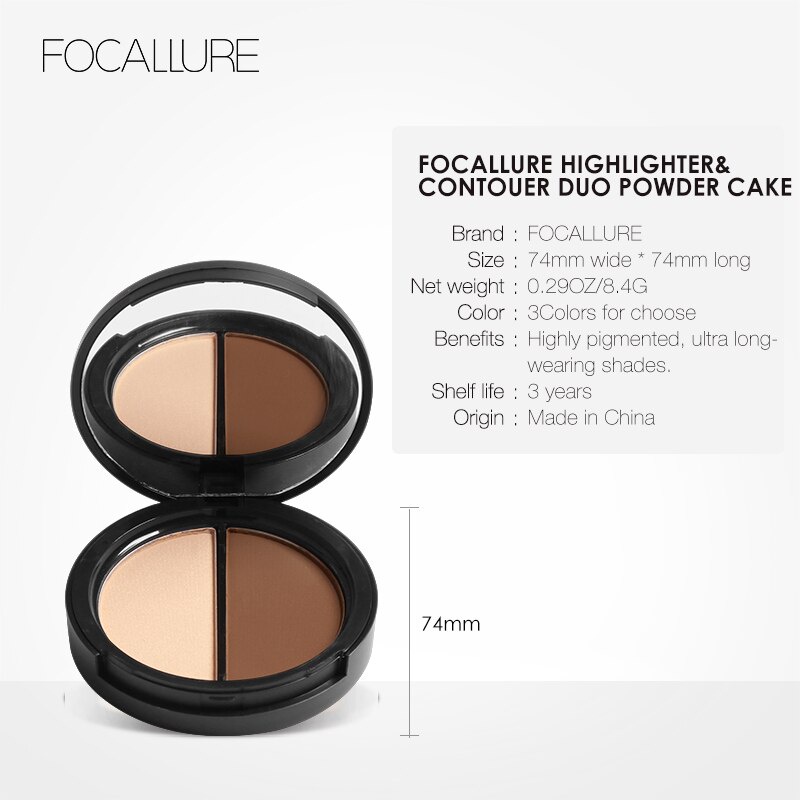 Focallure Duo Contour And Highlighter Powder Cake Focallure Contour Pallete Focallure Highlighter Pallete Focallure Contour Focallure Highlighter Focallure Bronzer Focallure Highlighter Contour