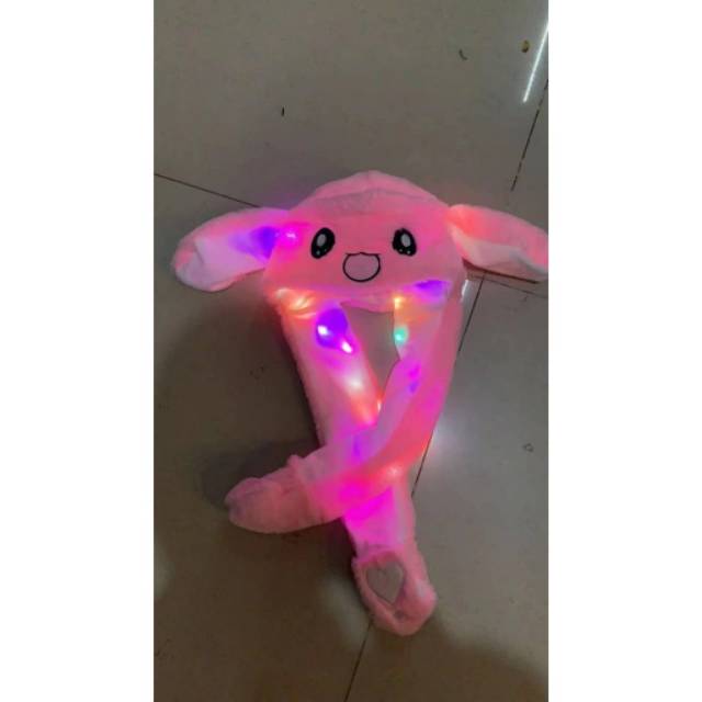 Bunny hat/topi boneka lampu led/bunny doraemon pikachu stich