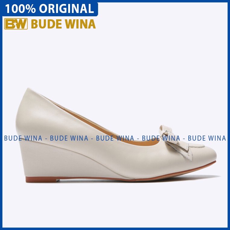 SEPATU WEDGES KULIT EVERBEST WANITA ORIGINAL CASUAL ASLI BEIGE CREAM EW15