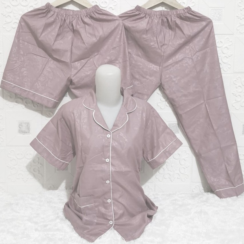 ISANNY PIYAMA SET SATEN EMBOS 3IN1 L/PIYAMA DEWAS/READY 20 WARNA-DASTY MUDA