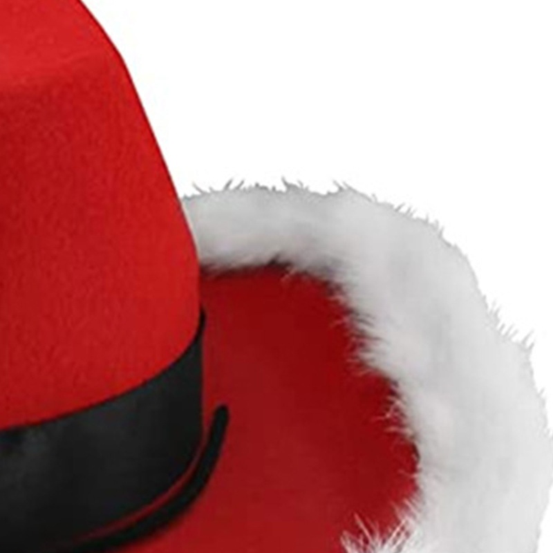 Topi Cowboy Model Tepi Lebar Warna Merah Gaya Barat Untuk Natal