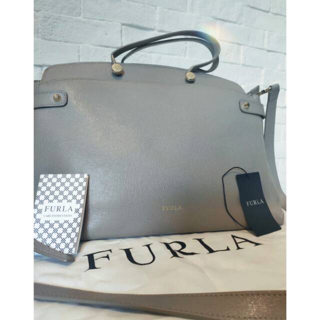 Tas Furla Agata Medium Wanita Ladies Hand Bag Shoulder Bag Ori Sabbia Mewah Like New