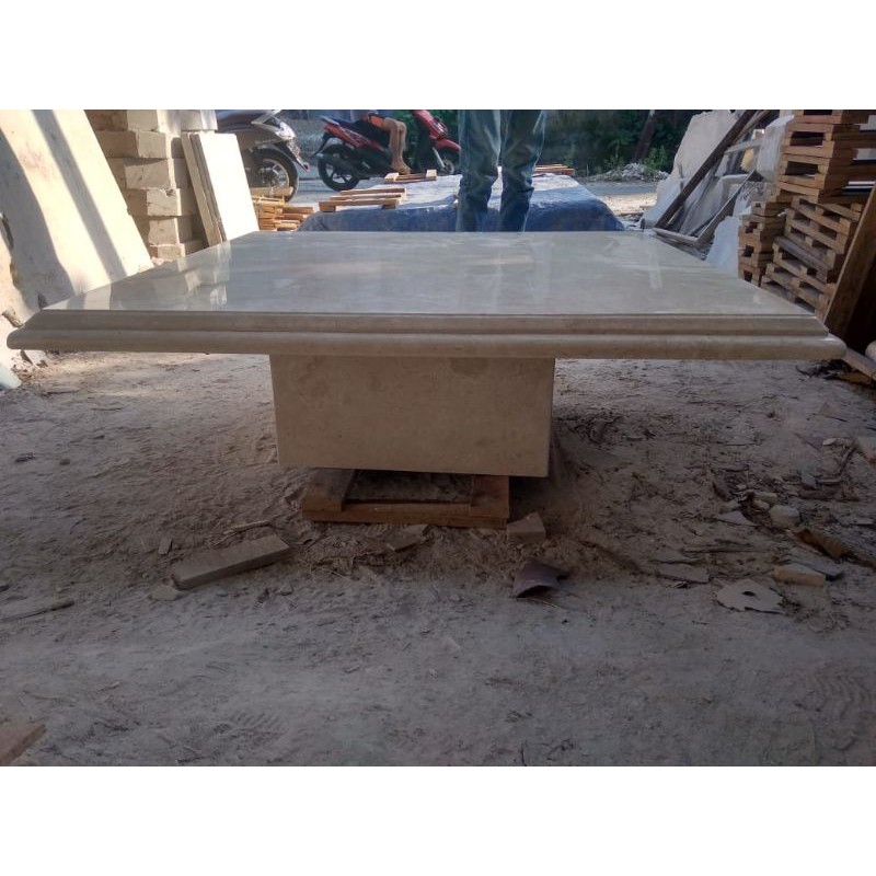 Meja tamu Marmer putih daun persegi