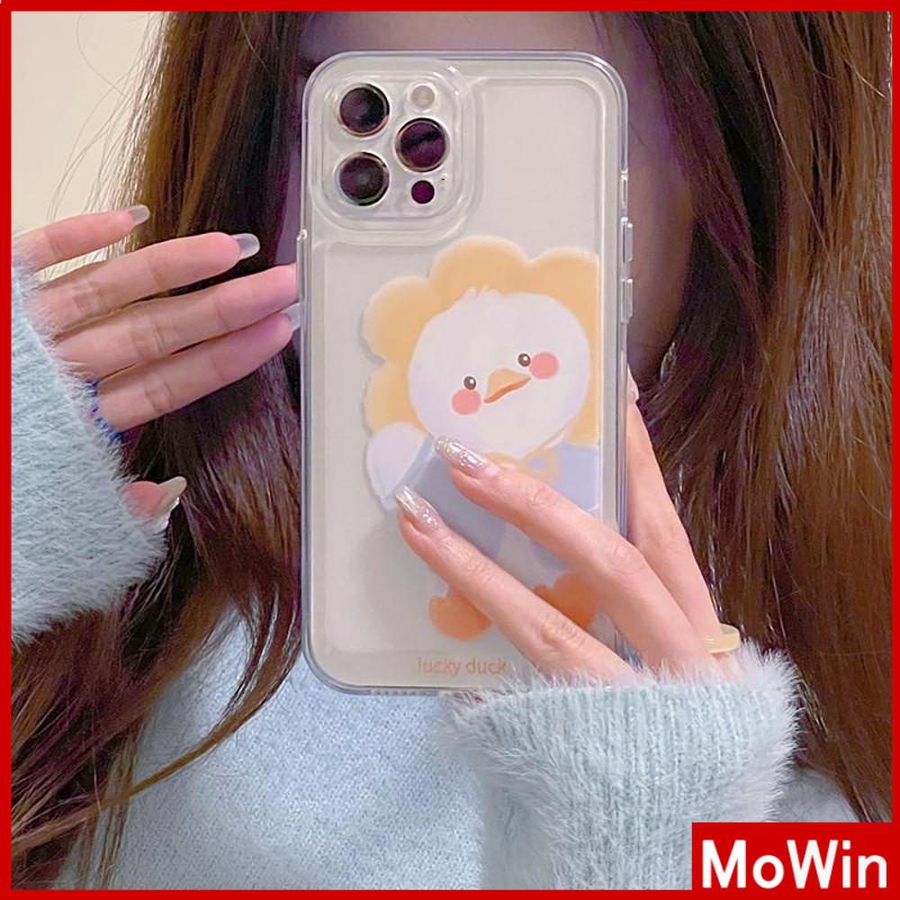 iPhone Case Clear Case Soft Thick TPU Shockproof Super Transparent Protection Camera Plating Button Duck Cartoon Cute For iPhone 13 Pro Max iPhone 12 Pro Max iPhone 11 iPhone 7Plus