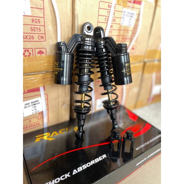 SKOK SHOCK SHOCKBREAKER BELAKANG REPLIKA COPY KTC KATECOX BLACK SERIES BLACK AS GOLD HITAM 320MM 32C