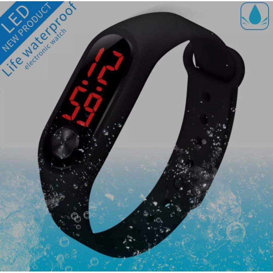 JAM TANGAN LED SPORT DIGITAL UNISEX JAM TANGAN MURAH &  TERJANGKAU IMPORT - Hitam