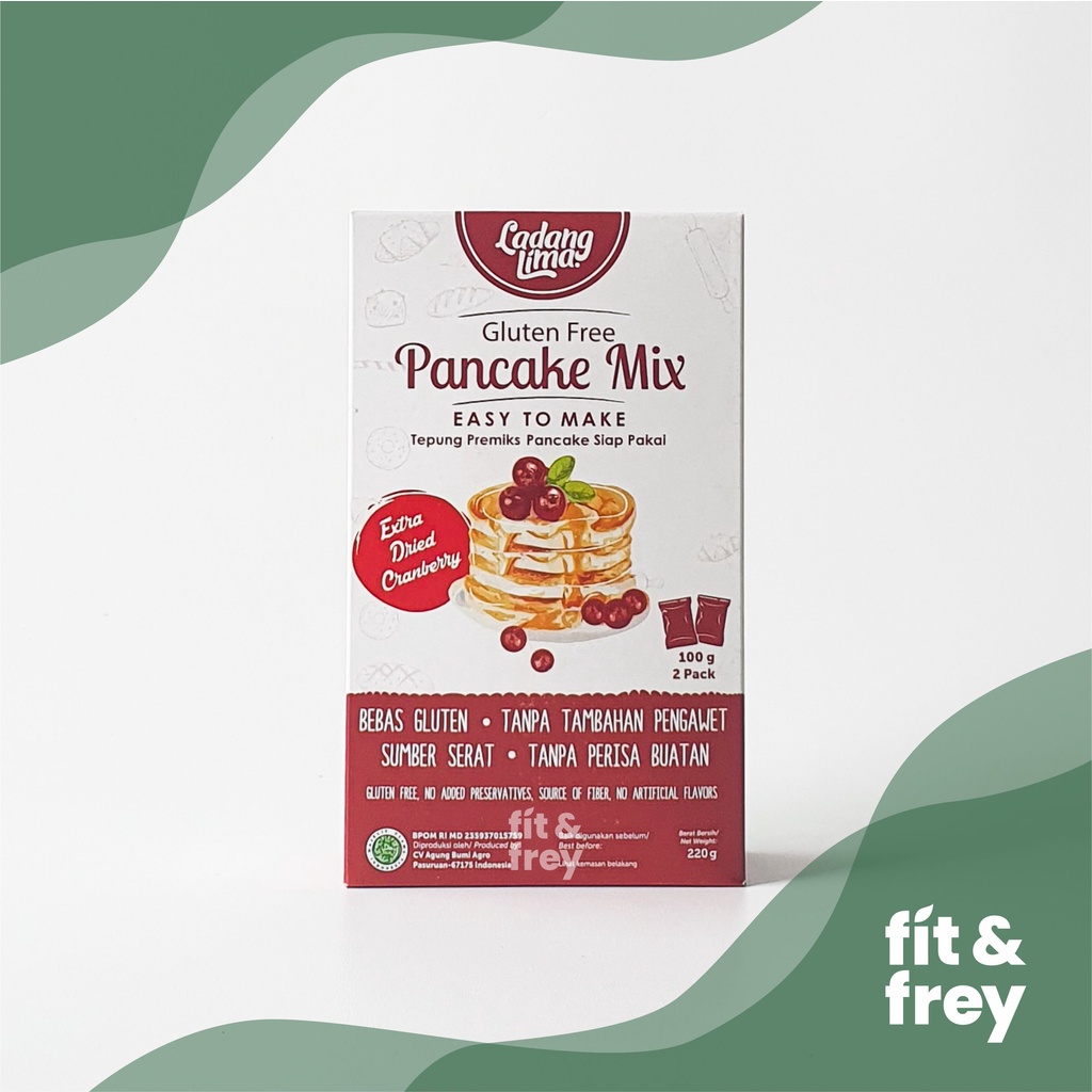 LADANG LIMA Pancake Mix 220g - Gluten Free - Extra Cranberry - Premix Pancake Instan