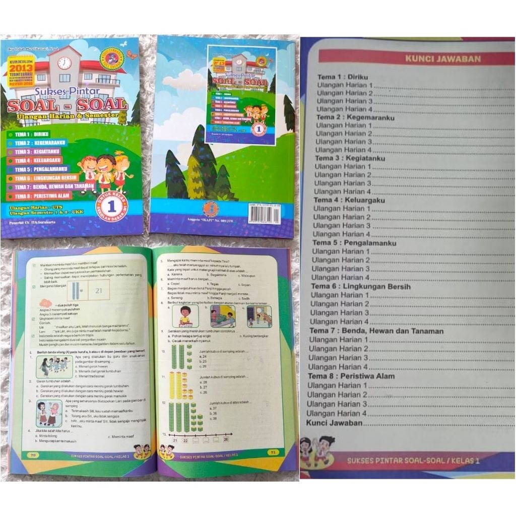 BUKU SOAL-SOAL SUKSES PINTAR UJIAN SD MI KELAS 1 TUGAS TEMATIK SEMESTER 1 & 2 KURIKULUM 2013