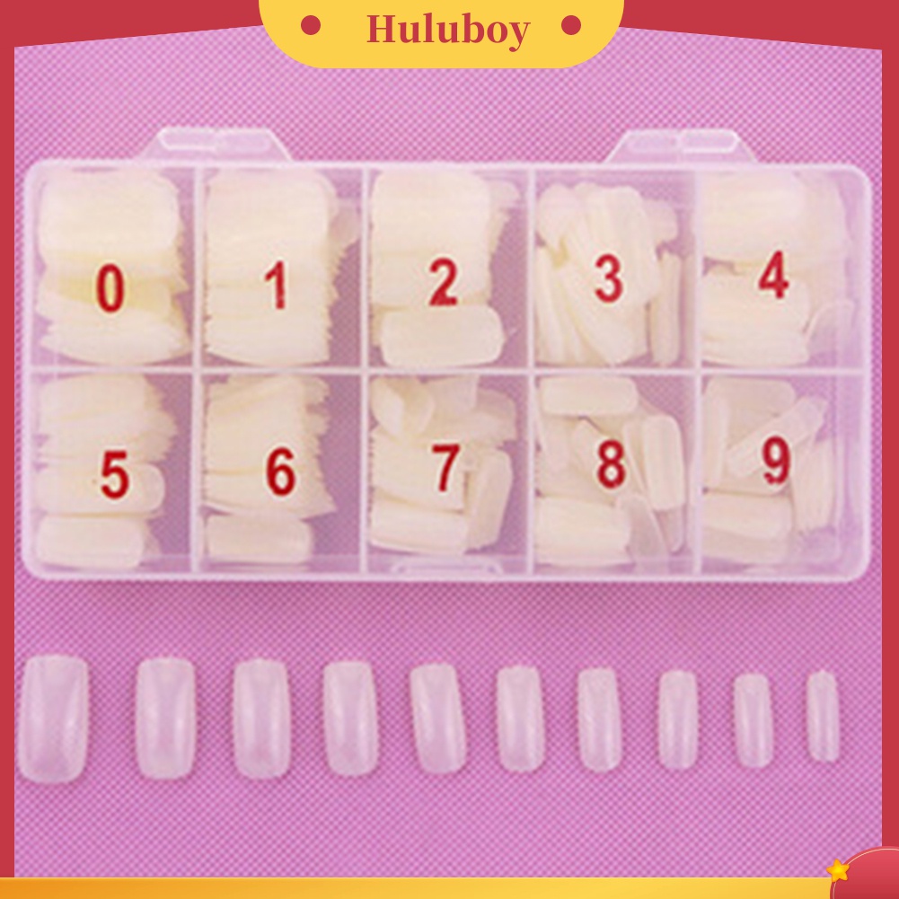 Huluboy Huluboy♡ 500pcs / Set Kuku Palsu Full Cover Bahan Akrilik Untuk Manicure DIY