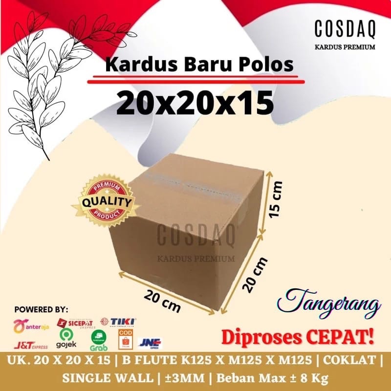 

KARDUS 20x20x15 cm DUS KARTON BOX COKLAT PACKING BARU POLOS MURAH | 20 x 20 x 15 cm