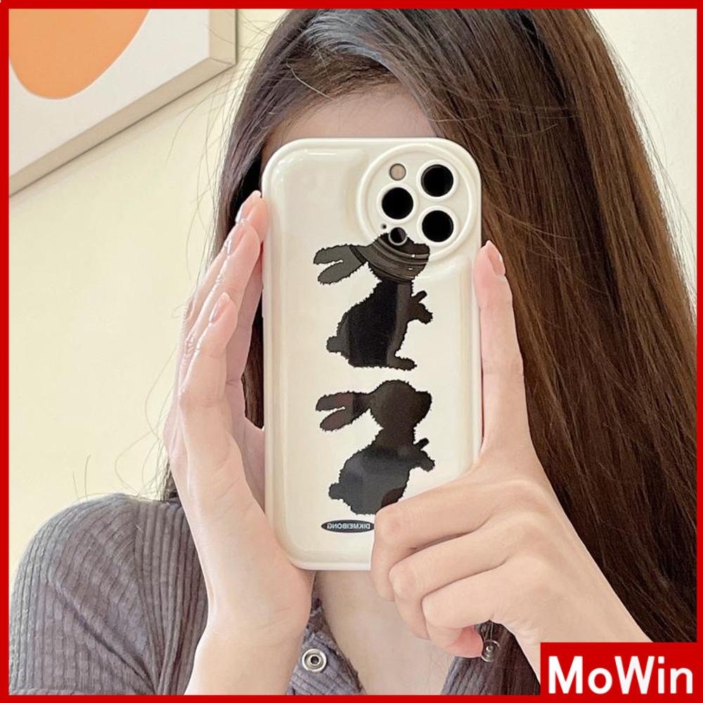 iPhone Case Silicone Soft Case Airbag Shockproof Protection Camera Black Rabbit Cartoon Cute Compatible For iPhone 11 Pro Max 13 Pro Max 12 Pro Max 7Plus xr XS Max