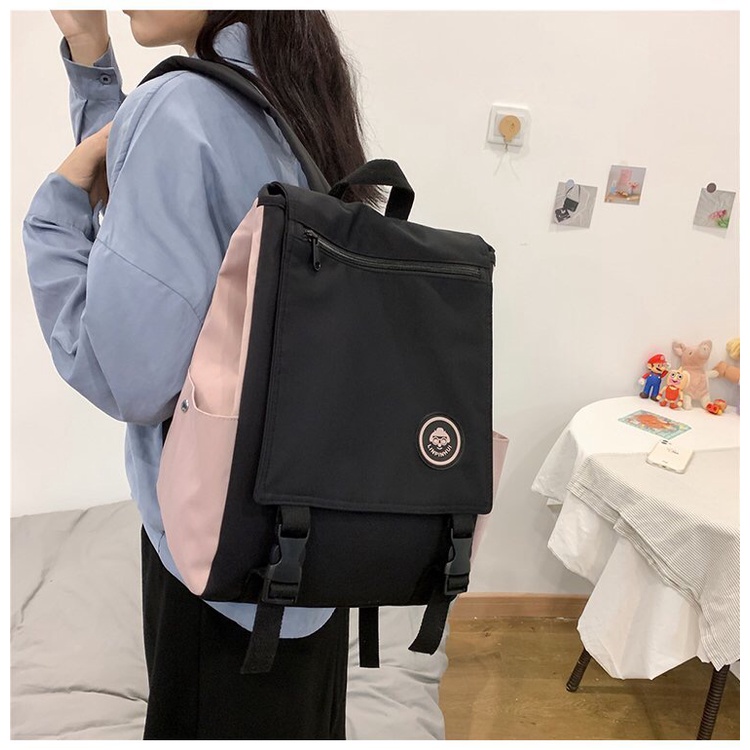 Zana Twotone Korean Polyester School backpack/Tas ransel Laptop Polos Twotone Nilon waterproof import remaja