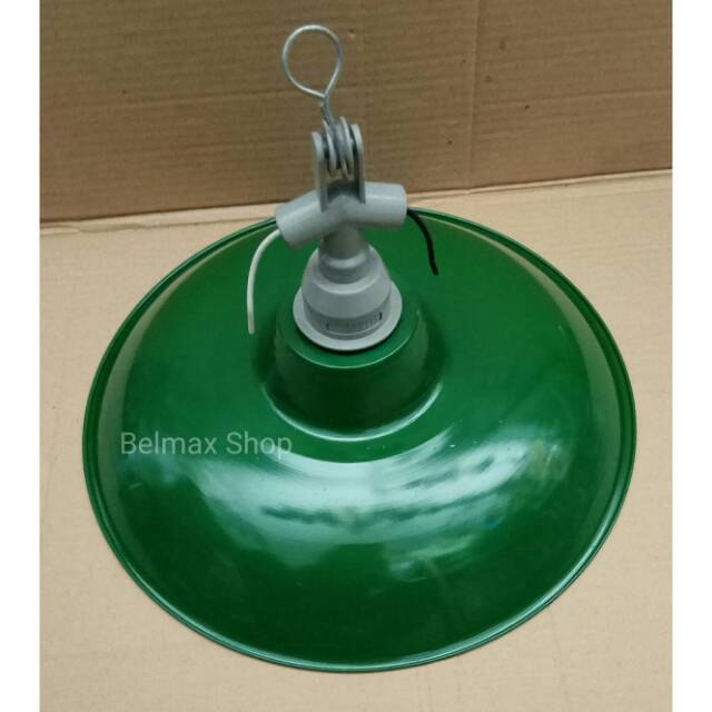 Kap Bulat Hijau + Fitting Gantung Lampu Jalan E27/Kap Jalan/Kap Lampu Jalan